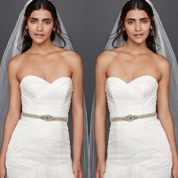 Strapless Ruched Mermaid Tulle Wedding Dress - Picture 5 of 9